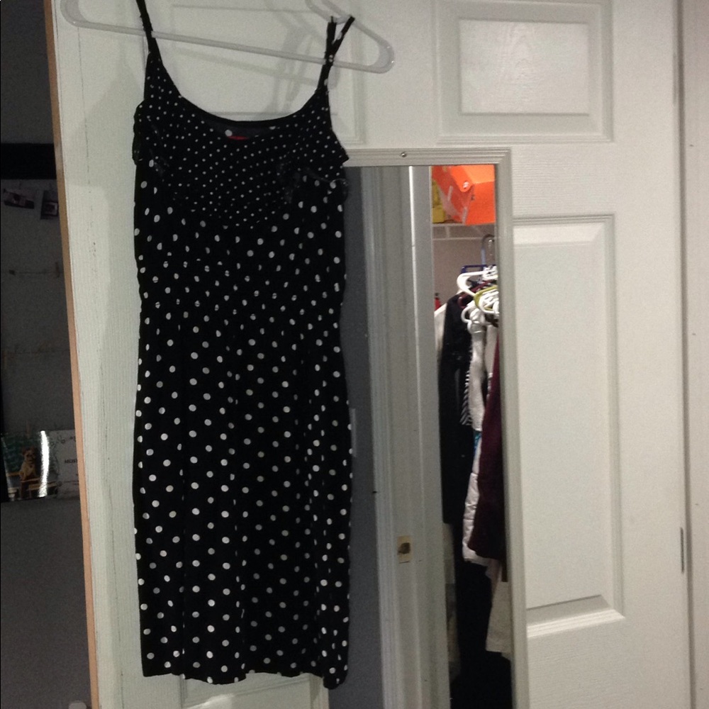 Elle Black Dress w/ White Polka Dots